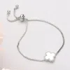 Fashnzfab Natural Stone Quatrefoil Cluster Pointed Adjustable Cinch Pull Tie Bracelet Silver In Silver