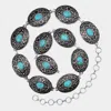 Fashnzfab Natural Stone Squash Blossom Link Belt In Multi