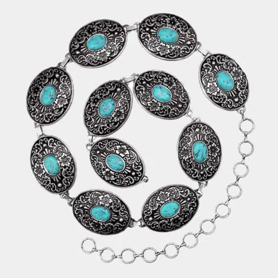 Fashnzfab Natural Stone Squash Blossom Link Belt In Multi