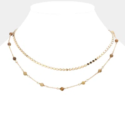 Fashnzfab Natural Stone Station Double Layered Necklace In Gold