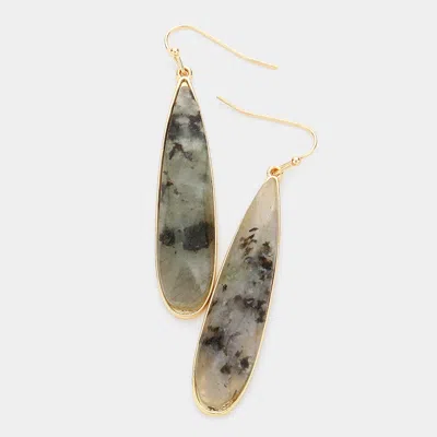 Fashnzfab Natural Stone Teardrop Dangle Earrings - Gray In Multi