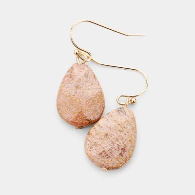 Fashnzfab Natural Stone Teardrop Dangle Earrings - Neutral In Brown