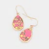 Fashnzfab Natural Stone Teardrop Dangle Earrings - Pink In Gold