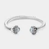 Fashnzfab Natural Stone Tip Cuff Bracelet Gray In Gray