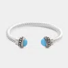 Fashnzfab Natural Stone Tip Cuff Bracelet Turquoise In Metallic
