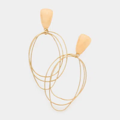 Fashnzfab Natural Stone Triple Open Metal Link Dangle Earrings In Multi