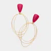 Fashnzfab Natural Stone Triple Open Metal Link Dangle Earrings In Gold