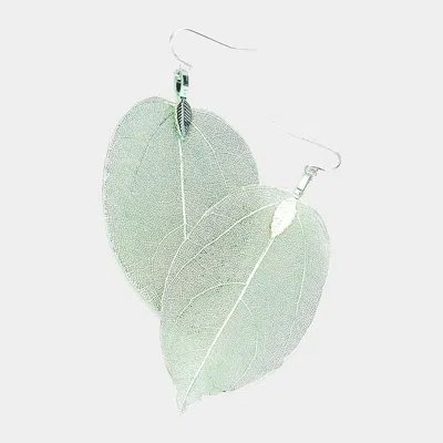 Fashnzfab Nature Inspire Dipped Leaf Earrings - Mint In Green