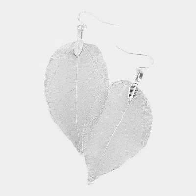 Fashnzfab Nature Inspire Dipped Leaf Earrings In White