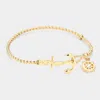 Fashnzfab Nautical Anchor Helm Charm Hook Bracelet Clear, Gold In Multi