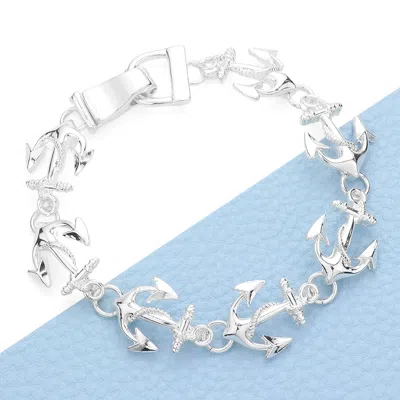 Fashnzfab Nautical Anchor Link Magnetic Bracelet Silver