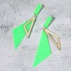 Fashnzfab Neon Acrylic Retro Geometric Dangle Earrings - Green, Neon In Green