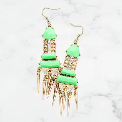 Fashnzfab Neon Enamel Metal Drop Earrings In Green