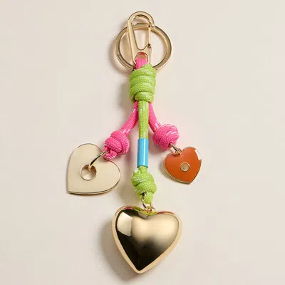 Fashnzfab Neon Rope Knot Heart Charm Drop Keychain / Bag Charm In Multi