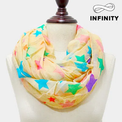 Fashnzfab Neon Star Print Infinity Scarf In Multi