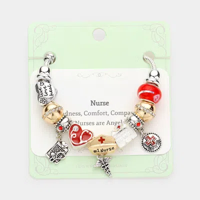 Fashnzfab No. 1 Nurse Hat Hospital Multi Bead Bracelet - Two Tone