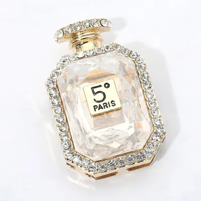 Fashnzfab No. 5 Paris Message Perfume Pin Brooch In Gold