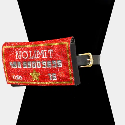 Fashnzfab No Limit Credit Card Bling Fanny Pack / Belt / Crossbody Bag In Red