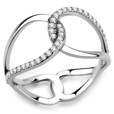 Fashnzfab No Plating Stainless Steel Ring With Aaa Grade Cz In Clear In Purple