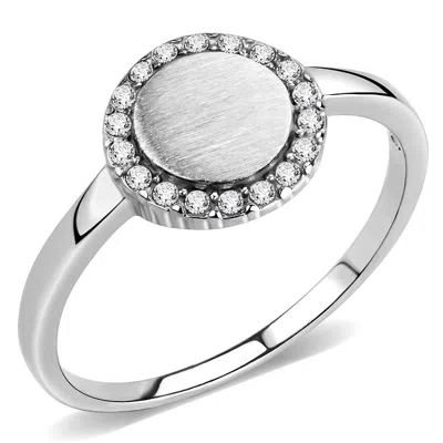 Fashnzfab No Plating Stainless Steel Ring With Aaa Grade Cz In Clear In Silver
