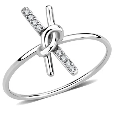Fashnzfab No Plating Stainless Steel Ring With Aaa Grade Cz In Clear In Silver