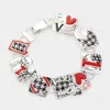 Fashnzfab No.1 Heart Enamel Metal Magnetic Bracelet Antique Silver, Multi In Multi