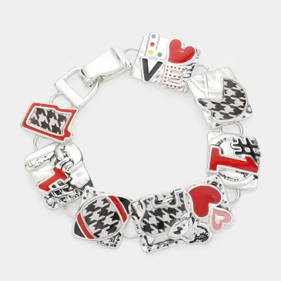 Fashnzfab No.1 Heart Enamel Metal Magnetic Bracelet Antique Silver, Multi