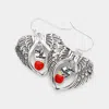 Fashnzfab No.1 Teacher Message Enamel Apple Pointed Angel Wings Dangle Earrings In Multi