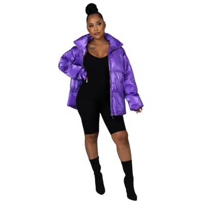 Fashnzfab Non-stretch Bomber Jacket In Purple