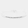 Fashnzfab Nothing Like A Mother's Love Thin Brass Metal Hook Bracelet Rhodium In Multi