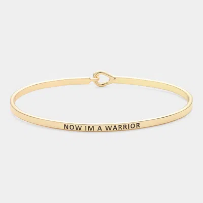 Fashnzfab Now I'm A Warrior Thin Brass Metal Hook Bracelet Gold