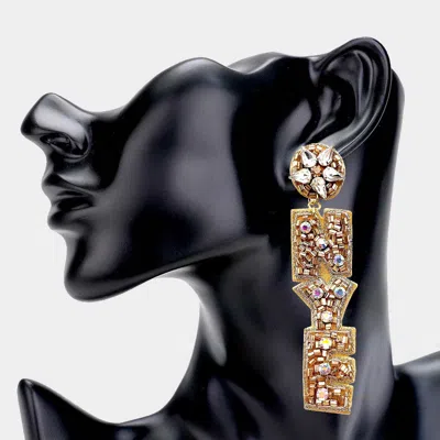 Fashnzfab Nye Felt Back Beaded Message Link Dangle Earrings In Gold