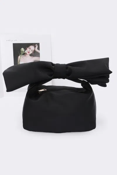Fashnzfab Nylon Bow Handle Women's Clutch Bag In Black