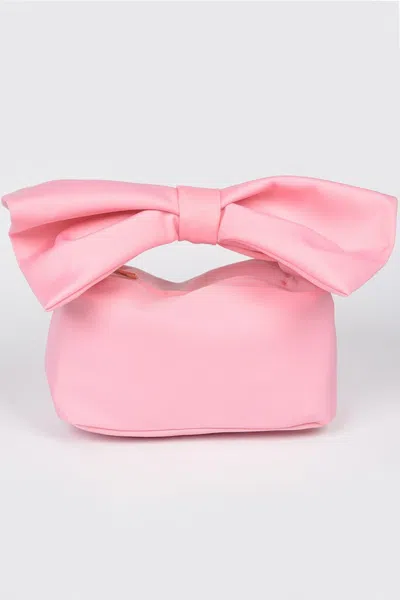 Fashnzfab Nylon Bow Handle Women's Clutch Bag In Pink