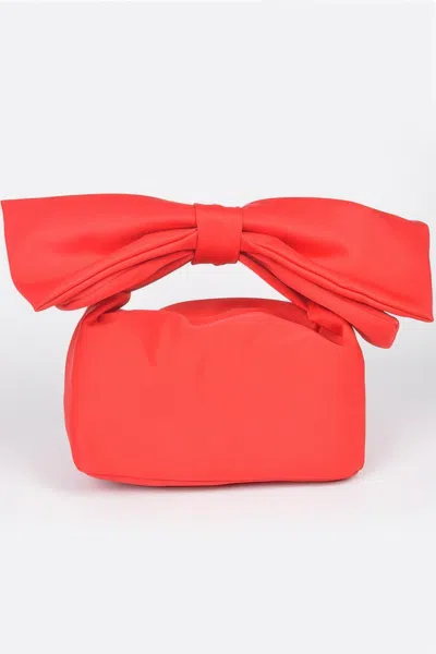 Fashnzfab Nylon Bow Handle Women's Clutch Bag In Red