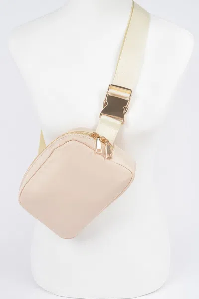 Fashnzfab Nylon Zip Fanny Pack In Beige