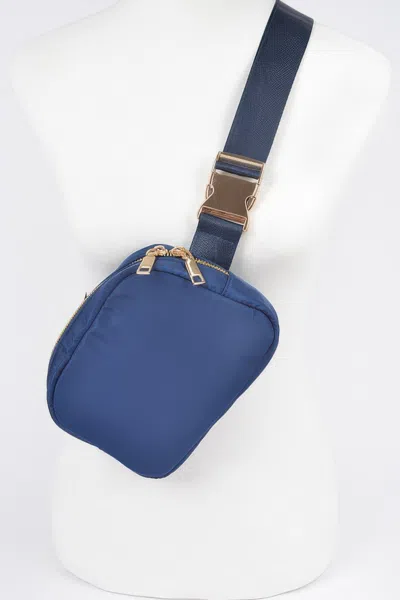 Fashnzfab Nylon Zip Fanny Pack In Blue