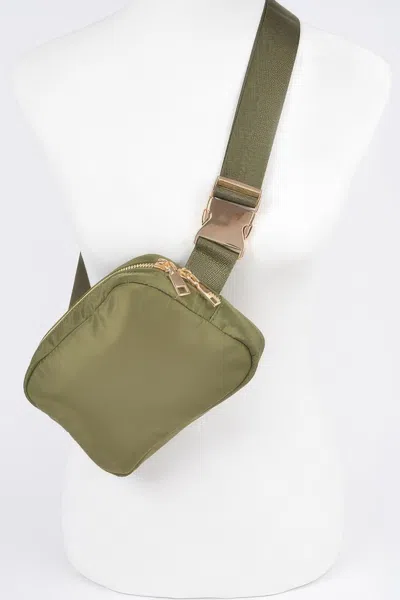 Fashnzfab Nylon Zip Fanny Pack In Green