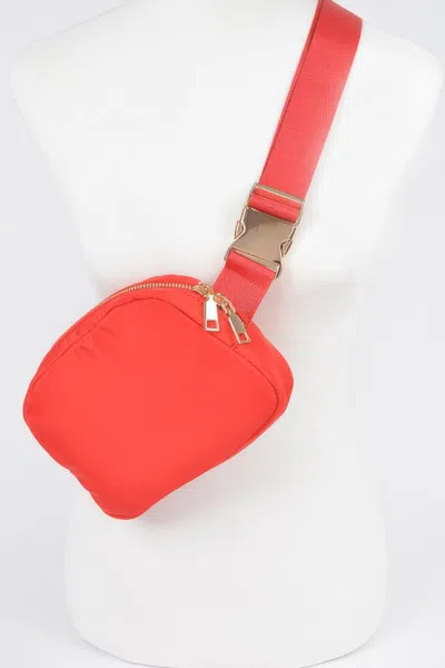 Fashnzfab Nylon Zip Fanny Pack In Orange