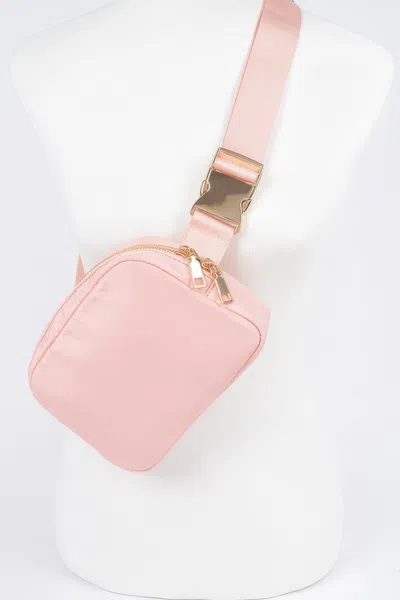 Fashnzfab Nylon Zip Fanny Pack In Pink