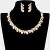 Fashnzfab Oblique Rhinestone Pave Teardrop Detail Collar Necklace In Brown