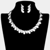 Fashnzfab Oblique Rhinestone Pave Teardrop Detail Collar Necklace In Metallic