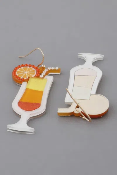 Fashnzfab Ocean Blue Cocktail Earrings In Orange