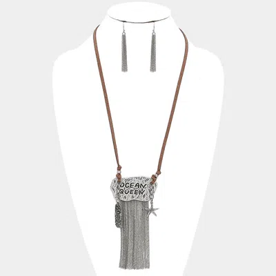 Fashnzfab Ocean Queen Starfish & Mermaid Charm Metal Chain Fringe Necklace In Metallic