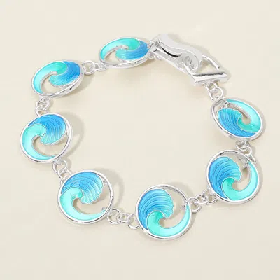 Fashnzfab Ocean Wave Link Magnetic Bracelet In Silver