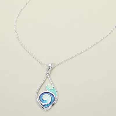 Fashnzfab Ocean Wave Teardrop Charm Pendant Necklace In Multi