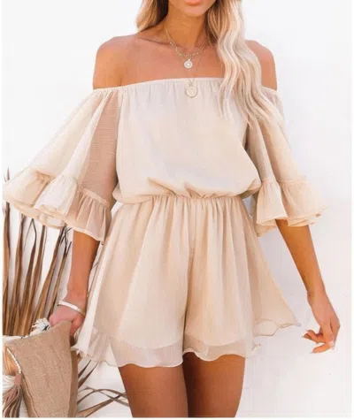 Fashnzfab Off Shoulder Flounce Bell Sleeve Romper