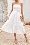 Fashnzfab Off Shoulder Lace Trim Strapless Tube A Line Dress