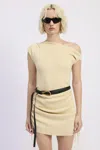 Fashnzfab Off Shoulder Mini Dress With Drawstrings