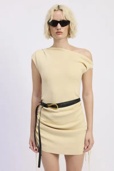 Fashnzfab Off Shoulder Mini Dress With Drawstrings